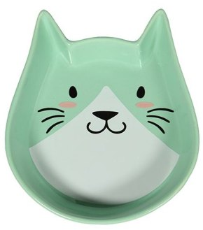 Миска Mr.Kranch керамическая для кошек "Мордочка кошки" 250 мл, зеленая